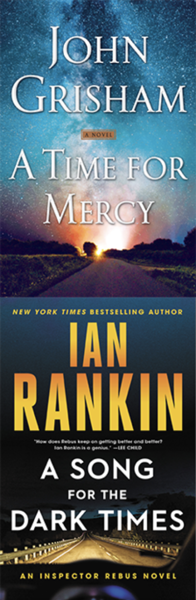 Book covers for A Time for Mercy by John Grisham and A Song for the Dark Times by Ian Rankin