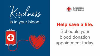 Kindness is in your blood. Help save a life. Schedule your blood donation today!
