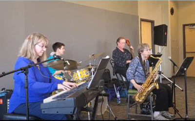 The four-piece musical group The Dalton Gang performing at Sequoya Library