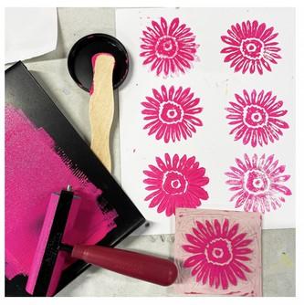 pink flowers printed on paper