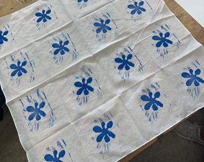 bandana with blue flowers